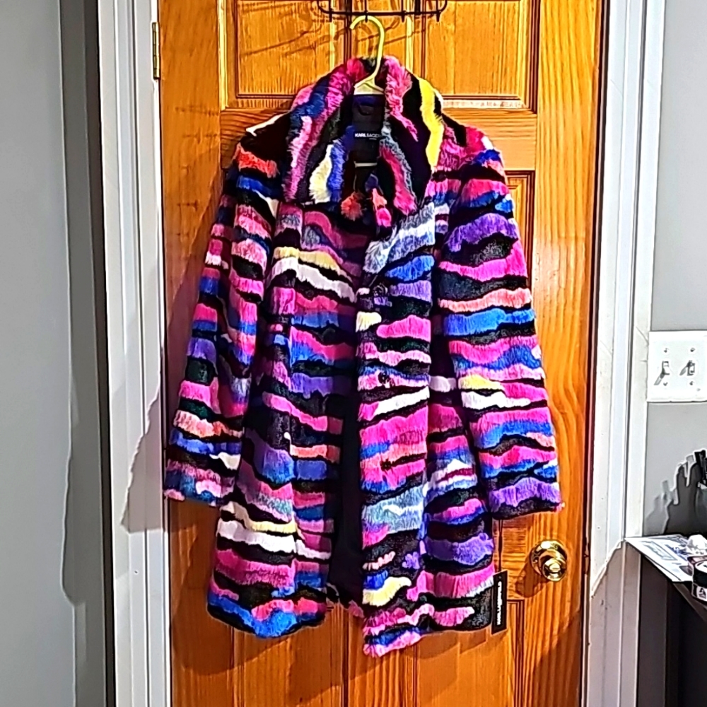 Multi-colored Faux Fur Coat